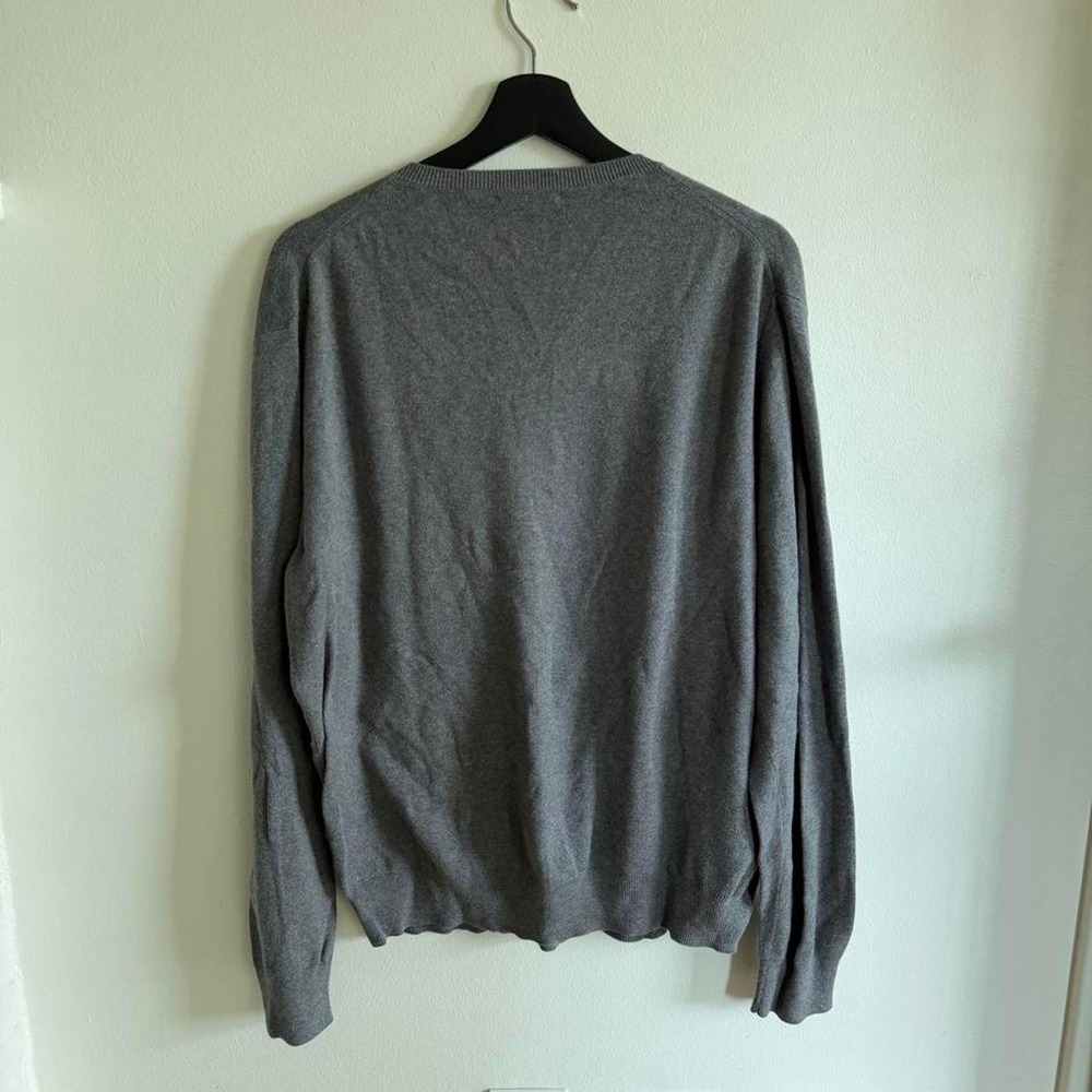 J.Crew Mens Gray V-Neck Pima Cotton Preppy Minimalist Pullover Sweater Large - Picture 4 of 5